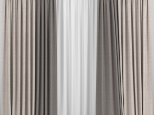 curtains in two colors with tulle Modelo 3D