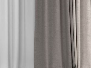 curtains in two colors with tulle Model 3D