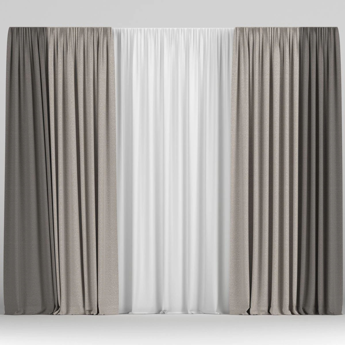 curtains in two colors with tulle 3D Model .c4d .max .obj .3ds .fbx .stl .blend 