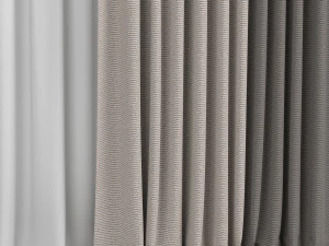 curtains in two colors with tulle 3D Model