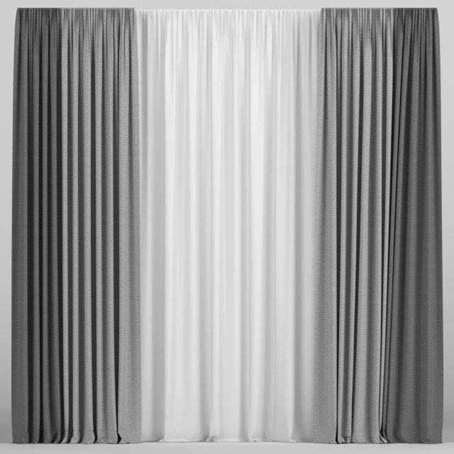 curtains in two colors with tulle 3D मॉडल .c4d .max .obj .3ds .fbx .stl .blend 