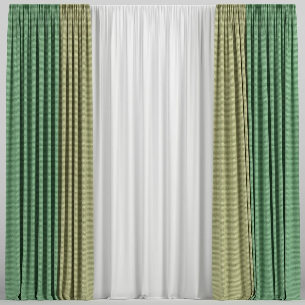 curtains in two colors with tulle 3D Model .c4d .max .obj .3ds .fbx .stl .blend 