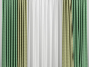 curtains in two colors with tulle Modelo 3D