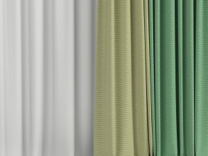 curtains in two colors with tulle 3D Модель
