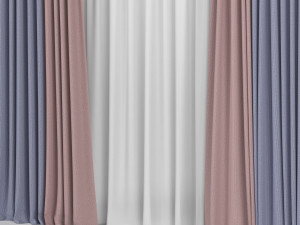 curtains in two colors with tulle 3D Модель