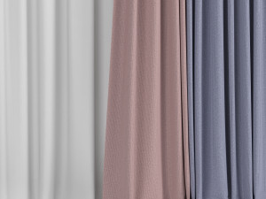 curtains in two colors with tulle 3D Модель