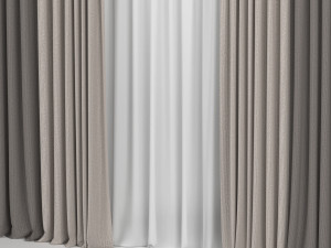 curtains in two colors with tulle 3D Модель