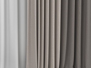 curtains in two colors with tulle 3D Модель