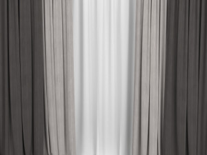 curtains in two colors with tulle 3D Модель