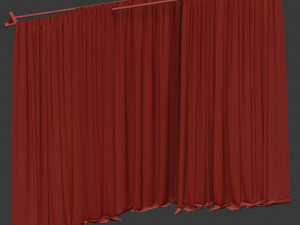 curtains in two colors with tulle 3D Модель