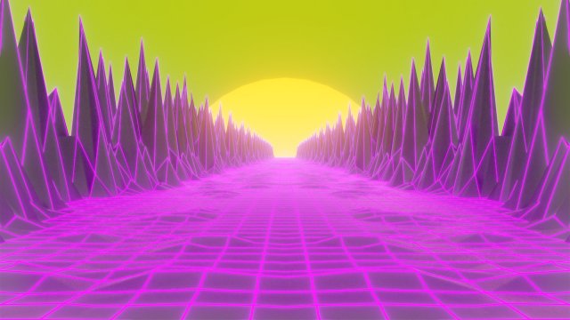 retro sunset 3D Model .c4d .max .obj .3ds .fbx .stl .blend 