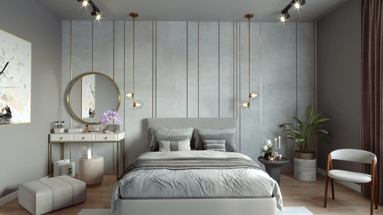 Bedroom Interior design scene 3D Model .c4d .max .obj .3ds .fbx .stl .blend