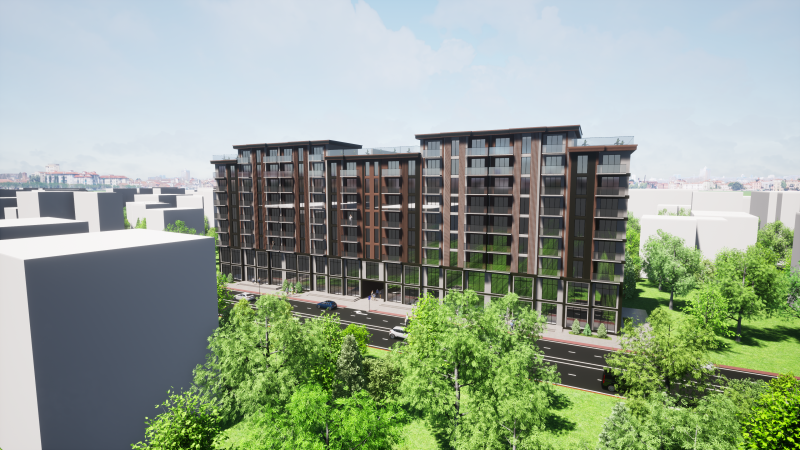 Revit 9-Storey Apartment 3D Model .c4d .max .obj .3ds .fbx .stl .blend 