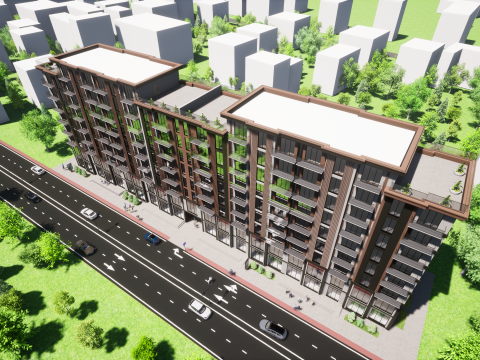 Revit 9-Storey Apartment 3D Model