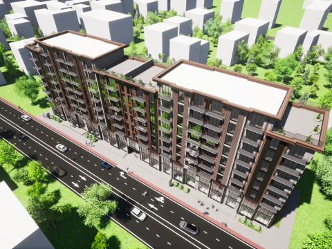 Revit 9-Storey Apartment 3D Model