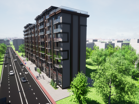 Revit 9-Storey Apartment 3D Model