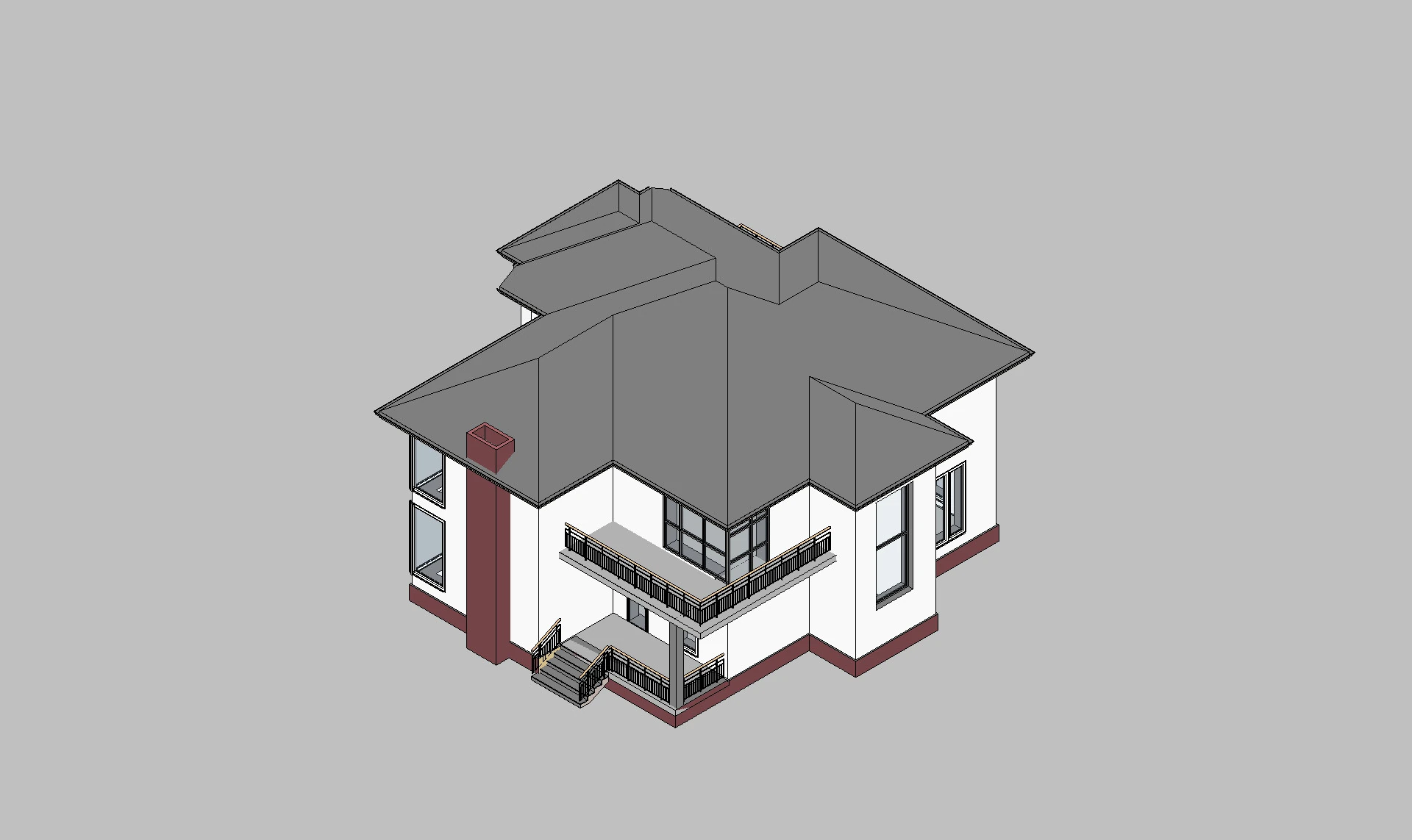 Revit Building 02 3D Model .c4d .max .obj .3ds .fbx .stl .blend