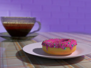 donut with coffe 3d 3D Model