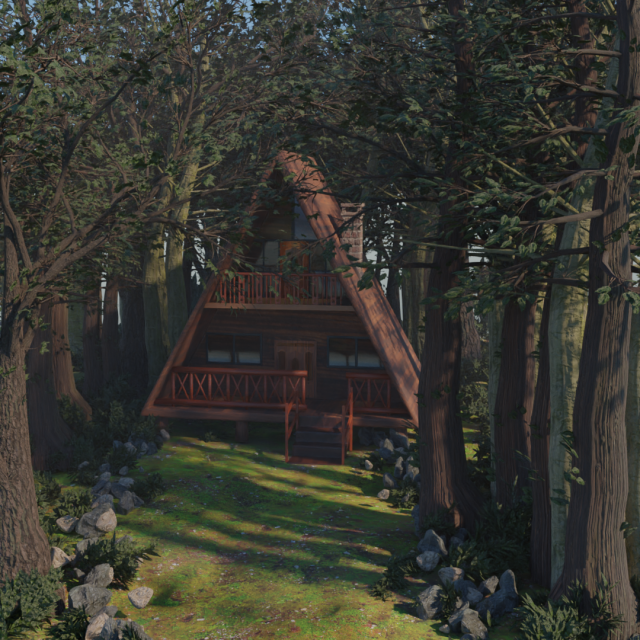 cabin in the forest 3D मॉडल .c4d .max .obj .3ds .fbx .stl .blend 