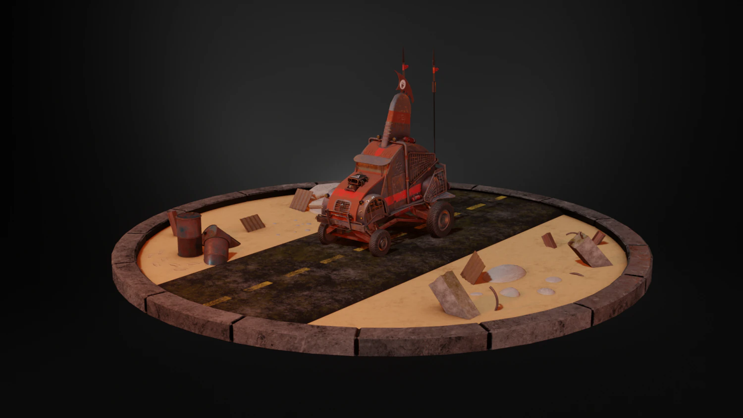 post-apocalyptic car 3D Model .c4d .max .obj .3ds .fbx .stl .blend 