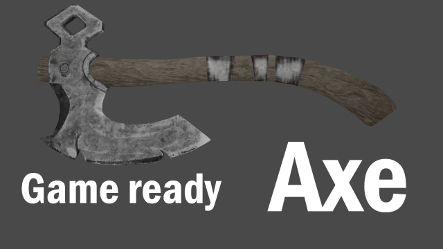 Axe PBR Low-poly Game Ready 3D Model .c4d .max .obj .3ds .fbx .stl .blend 