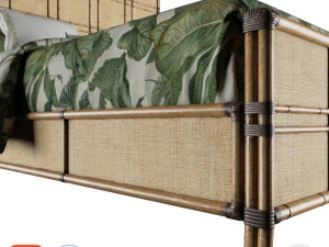 tropical - coco bay panel bed 3D Model