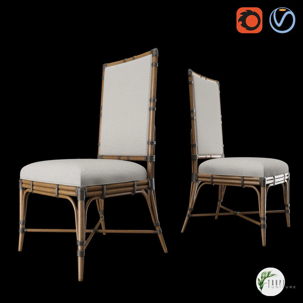 tropical - summer isle upholstered side chair 3D Model .c4d .max .obj .3ds .fbx .stl .blend