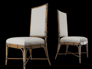 tropis - kursi samping berlapis kain di pulau musim panas Model 3D