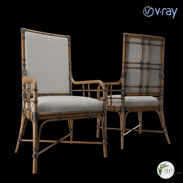 tropical - summer isle upholstered arm chair 3D Модель .c4d .max .obj .3ds .fbx .stl .blend