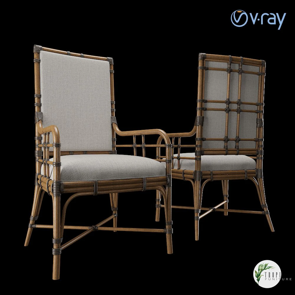 tropical - summer isle upholstered arm chair 3D Model .c4d .max .obj .3ds .fbx .stl .blend 