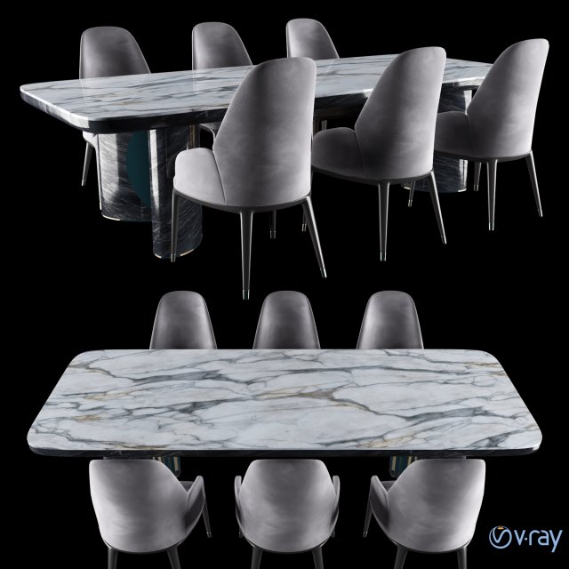 luxury - charisma dining table chair Modello 3D .c4d .max .obj .3ds .fbx .stl .blend