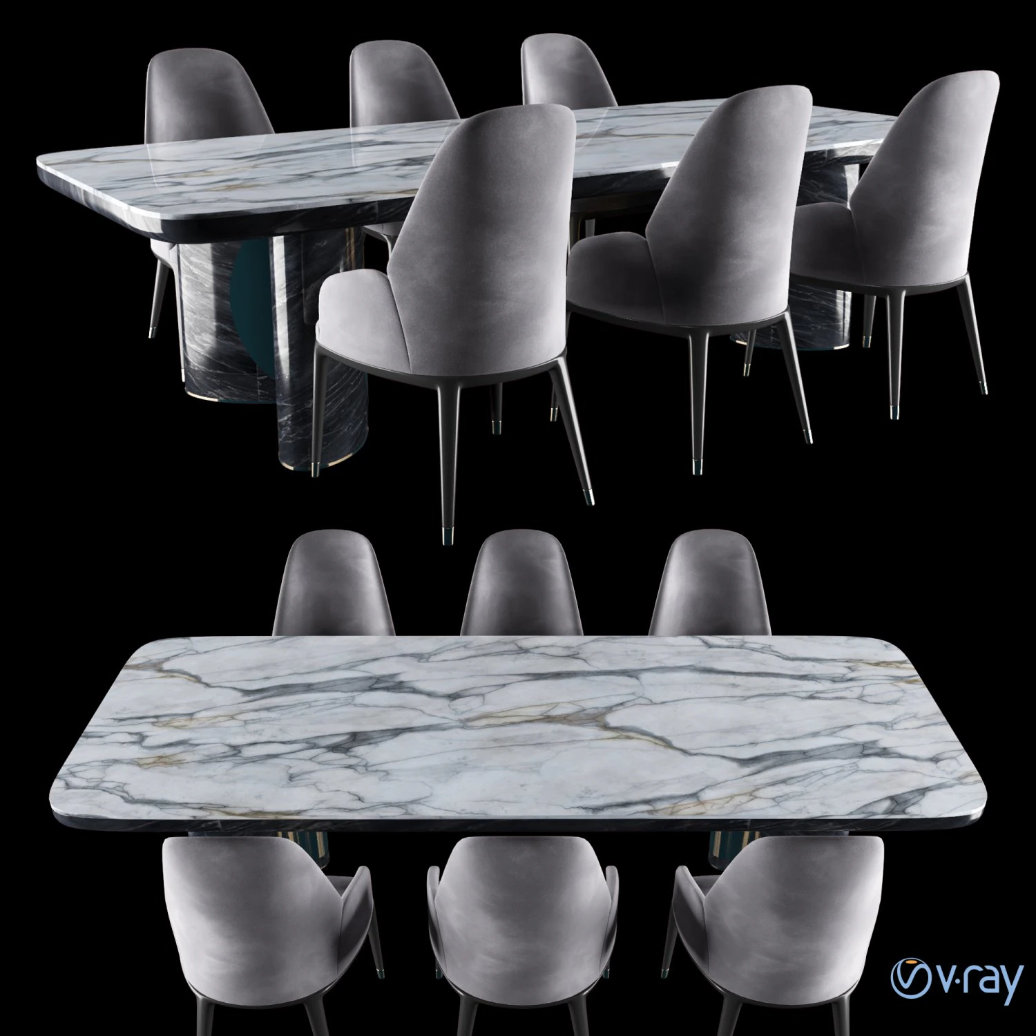 luxury - charisma dining table chair 3D Model .c4d .max .obj .3ds .fbx .stl .blend 