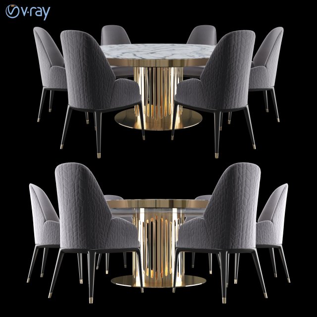 charisma collection-round table with marble top 3D 모델 .c4d .max .obj .3ds .fbx .stl .blend 