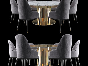 charisma collection-round table with marble top 3D 모델