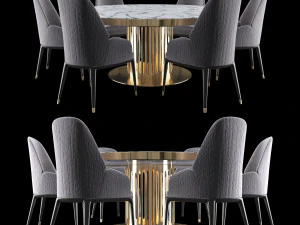 tavolo rotondo collezione carisma con piano in marmo Modello 3D