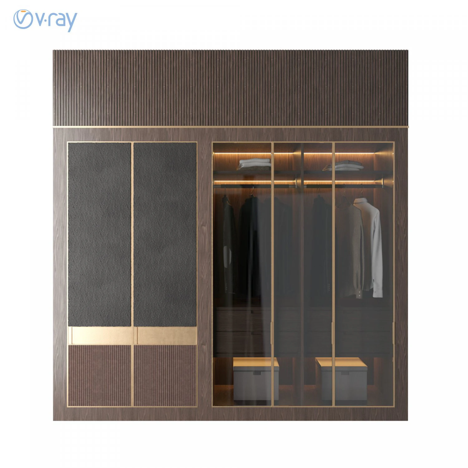 luxury - wardrobe 01 3D Model .c4d .max .obj .3ds .fbx .stl .blend