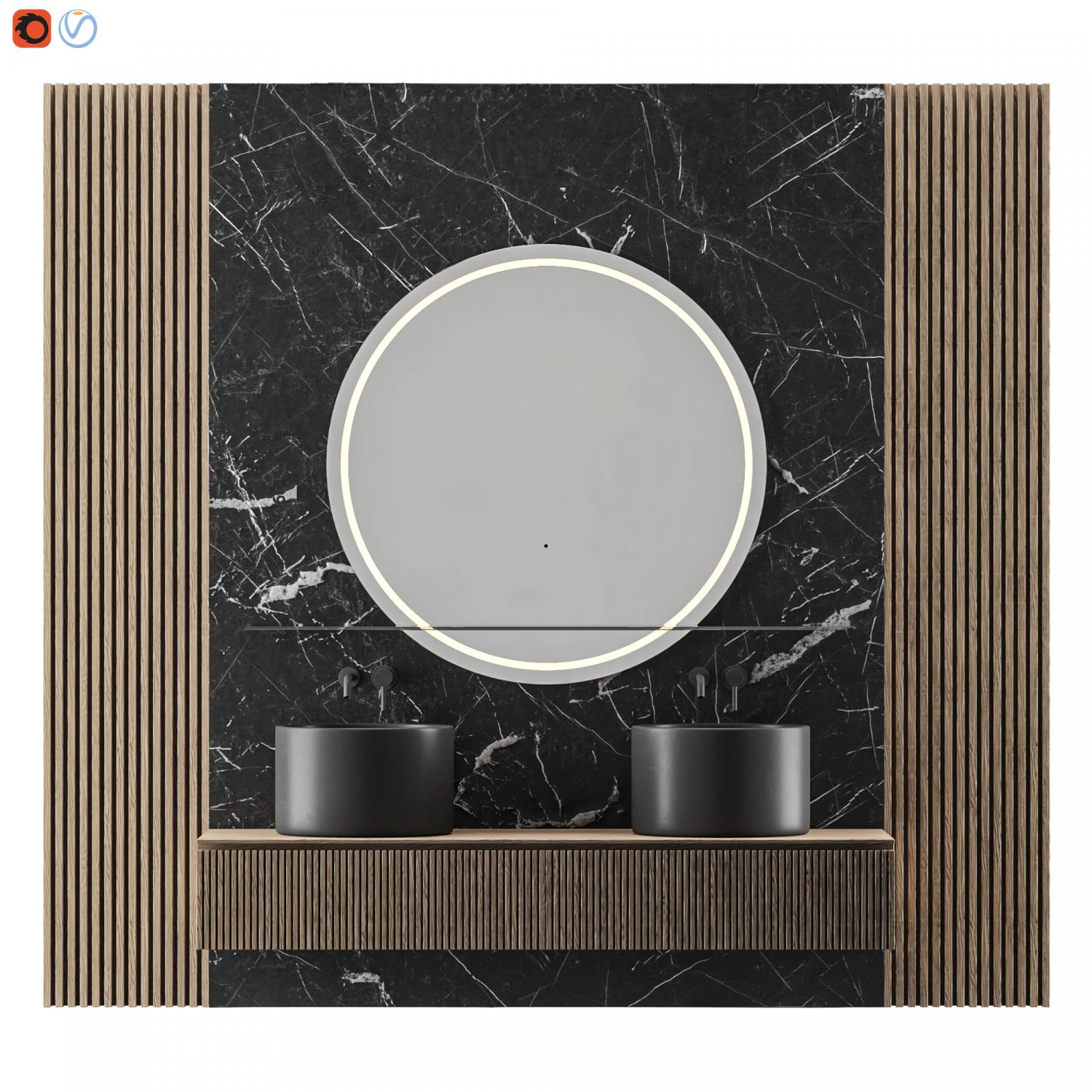 a stunning dark bathroom 3D Model .c4d .max .obj .3ds .fbx .stl .blend 