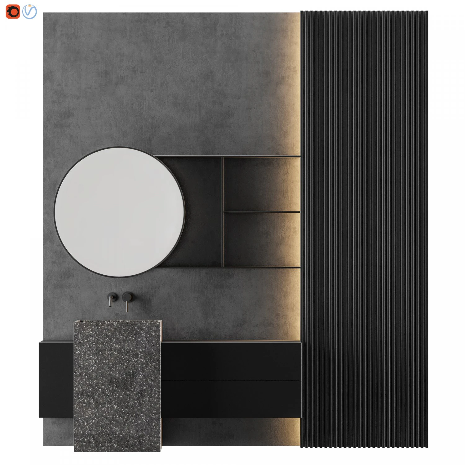 modern - gray bathroom02 3D Model .c4d .max .obj .3ds .fbx .stl .blend 