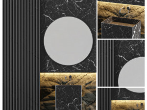 modern - black marble bathroom 3D 모델