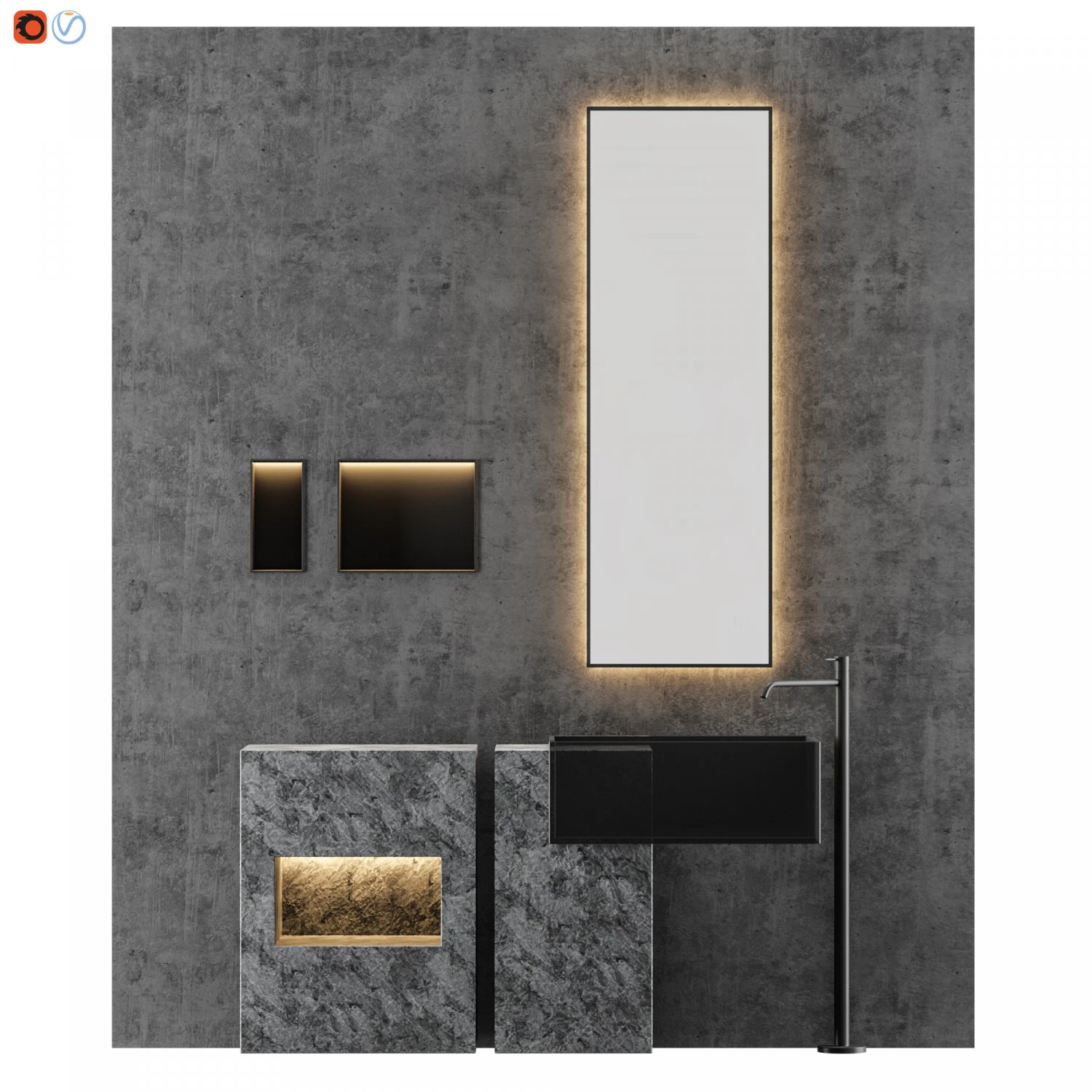 electric - stone bathroom 3D Model .c4d .max .obj .3ds .fbx .stl .blend