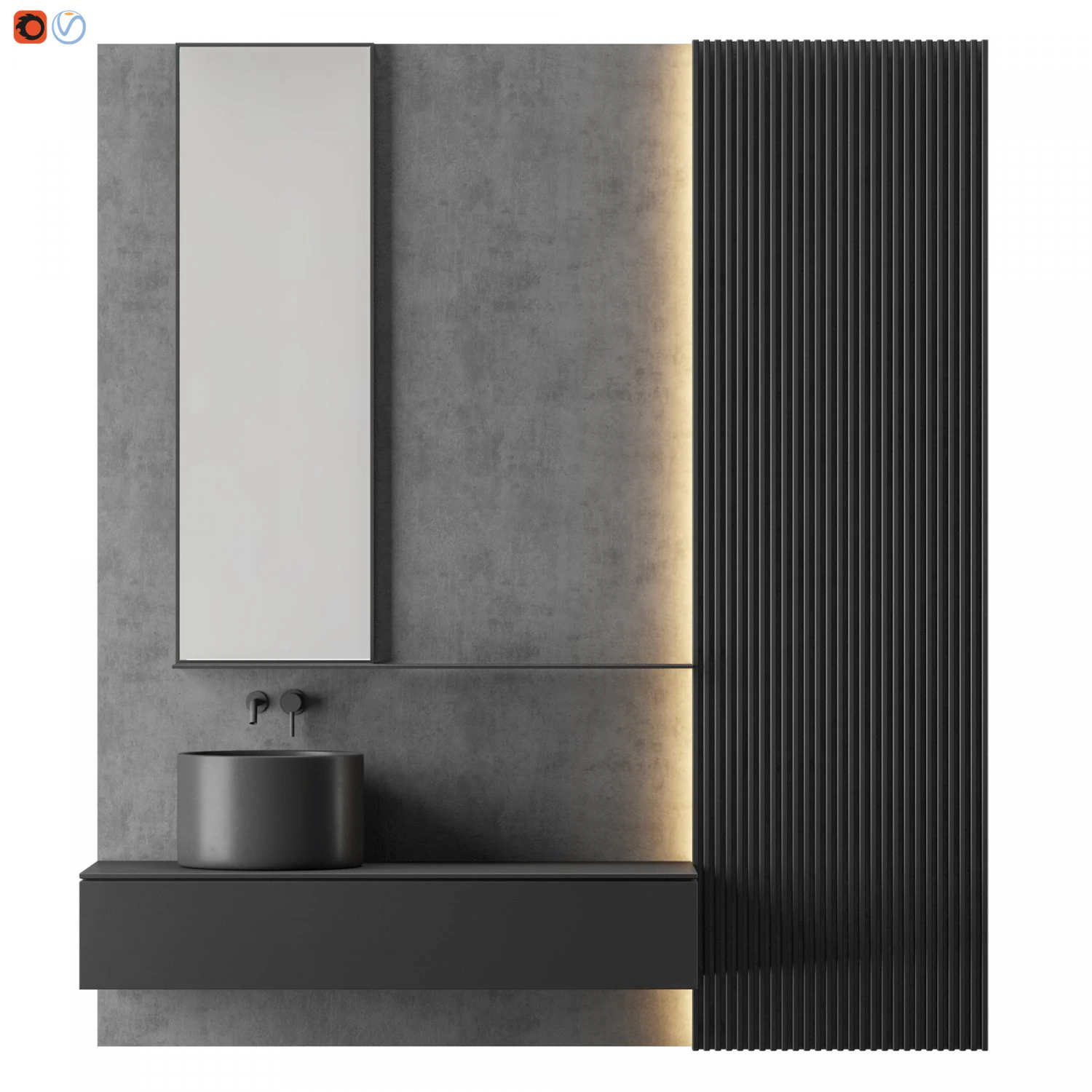 modern - gray bathroom 3D Model .c4d .max .obj .3ds .fbx .stl .blend 