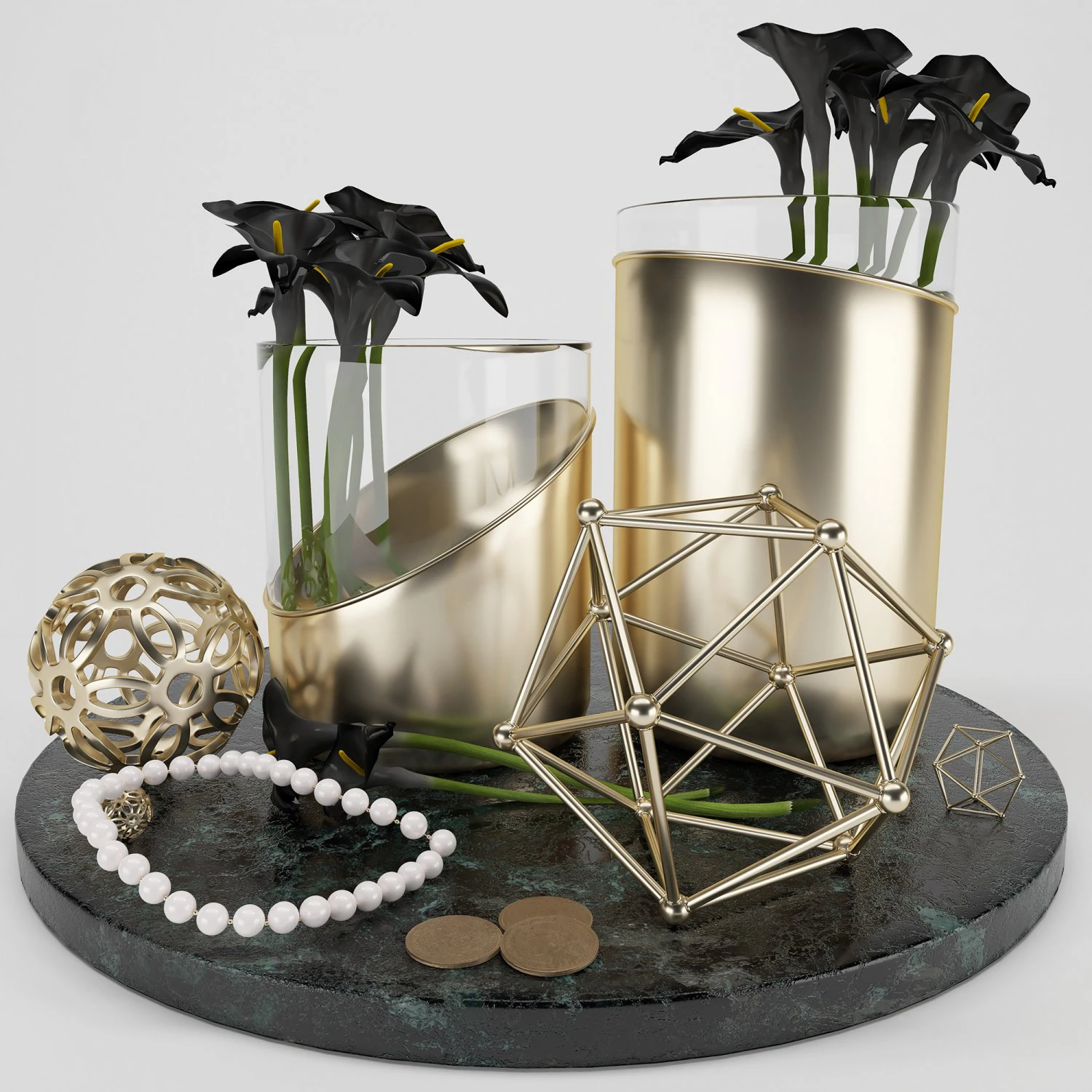 decorative set - calla lily 3D Model .c4d .max .obj .3ds .fbx .stl .blend 