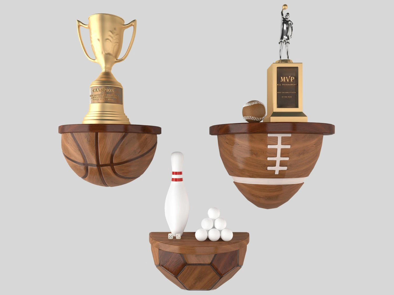 decorative set sport ball floating shelving pottery barn teen 3D Model .c4d .max .obj .3ds .fbx .stl .blend 
