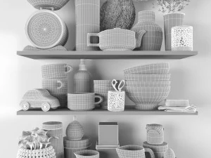Kitchen decorative set accessories 01 3D Model