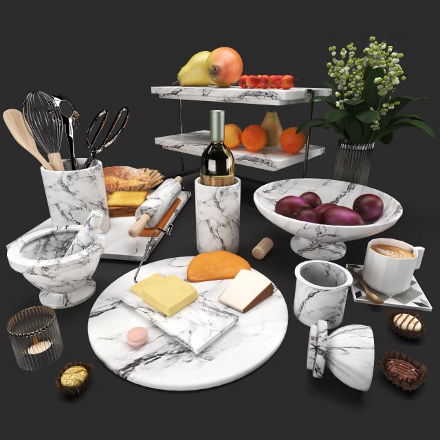 Decorative set for kitchen Modello 3D .c4d .max .obj .3ds .fbx .stl .blend 