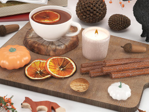 Fall design decoration set Model 3D