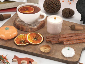 Set di decorazioni di design autunnale Modello 3D