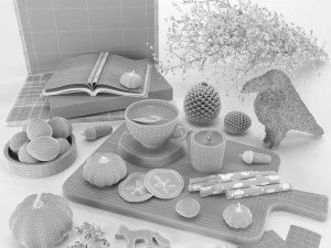 Set di decorazioni di design autunnale Modello 3D
