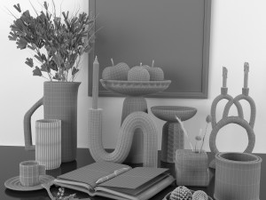 Decorative set with dried flowers Model 3D