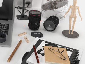 Workplace decorative set - home office Modello 3D